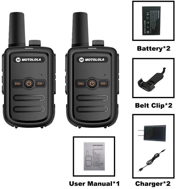 MOTOLOLA C-51 워키토키 휴대용 양방향 라디오 장거리 COD 16 채널 UHF 400-470MHz, [01] 2Pieces, [01] Usb plug, 01 2Pieces_01 Usb plug