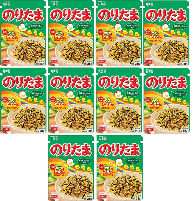 마루미야 노리타마 후리카케 10개 묶음 (김+계란) 주먹밥 만들기, 28g