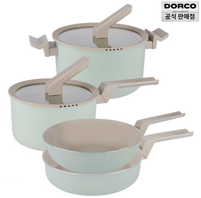 도루코 마린 민트 IH 인덕션 프라이팬+냄비 4종세트[팬20+궁26+편20+양수24], 프라이팬+냄비 4종세트
