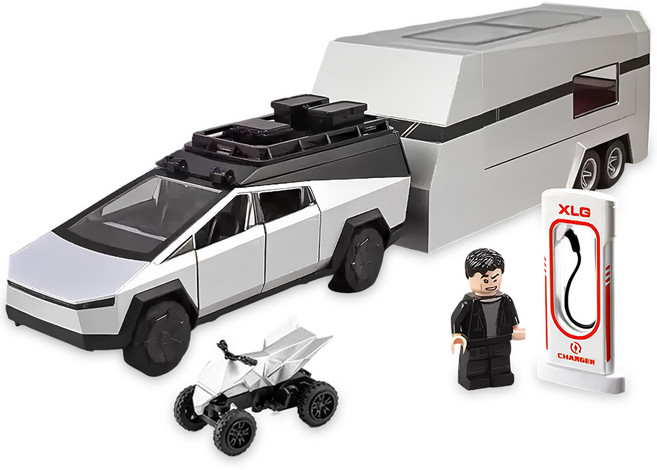 다이캐스트 금속 1:28 사이버 픽업 트럭 캠핑 RV 모델 합금 풀백 자동차 모형, 1개, 실버