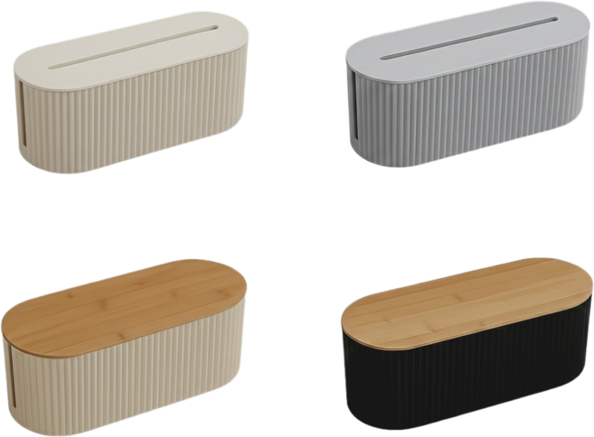 온원즈 감성 모던 멀티탭 케이블 정리함 대형, 베이지우드, 1개