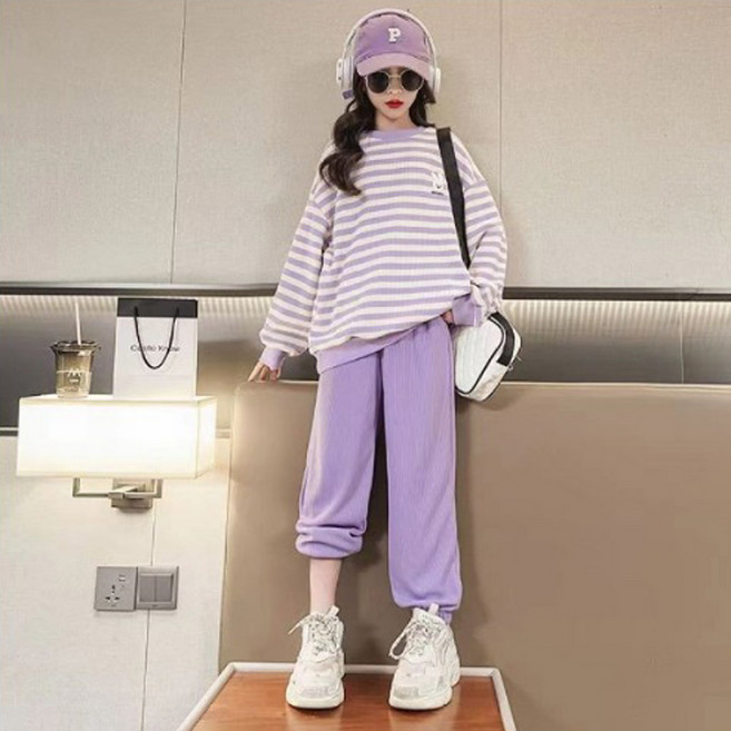 윤블리 초등학생 줄무늬 맨투맨 상하복세트 [6148]