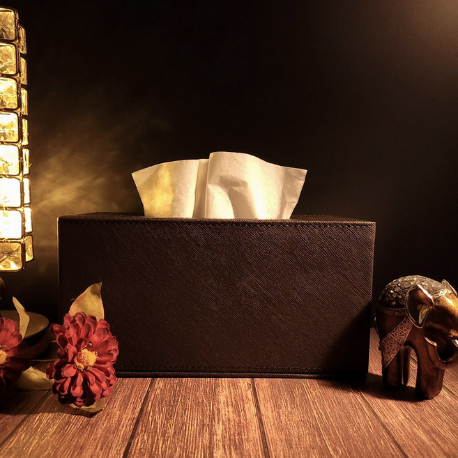 가죽 스티치 티슈케이스 대 - 각티슈/휴지/커버/화장지, 브라운, 1개, 1개입