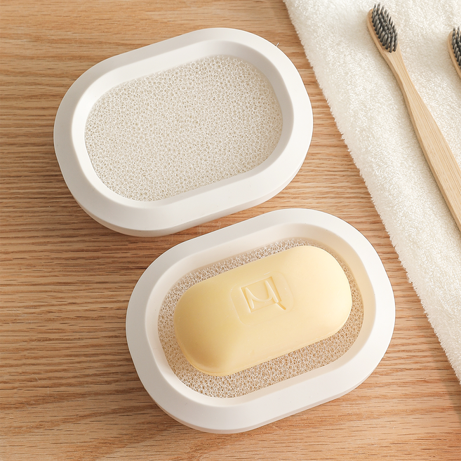 코지티 3단 분리 물빠짐 스펀지 비누받침대, 매트 화이트, 1개