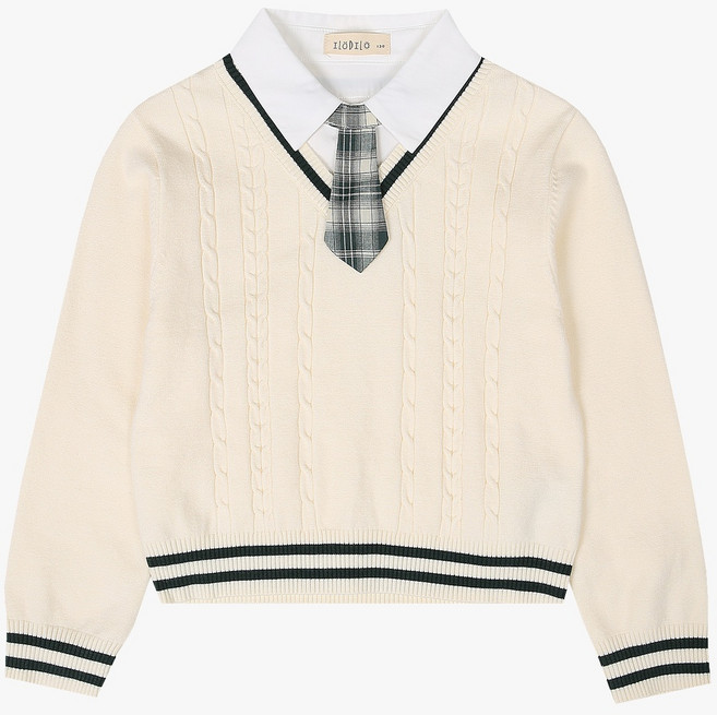 [일로딜로]NC청주점## 스쿨룩~ 타이탈부착이요~~스쿨 레이어드 니트 IDKA26S0Z