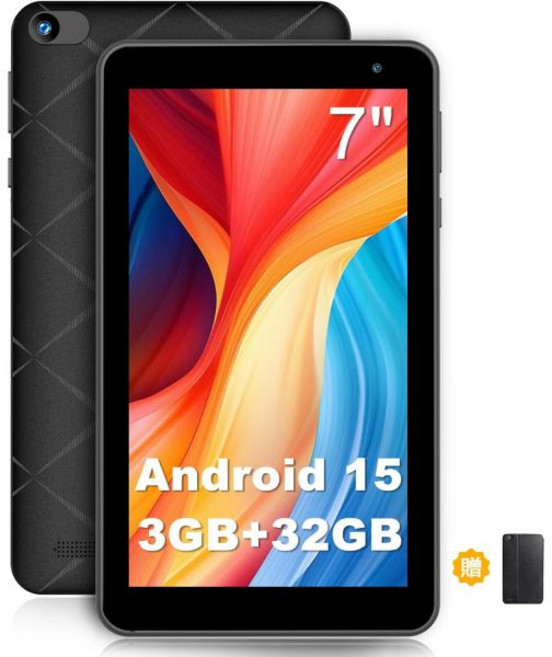 PRITOM TAB7 태블릿 7인치 소형 휴대용 안드로이드 13용 태블릿 블루투스 WiFi 32GB ROM+2GB RAM+256GB 확장 IPS 화면 GMS 인증 전자, Black