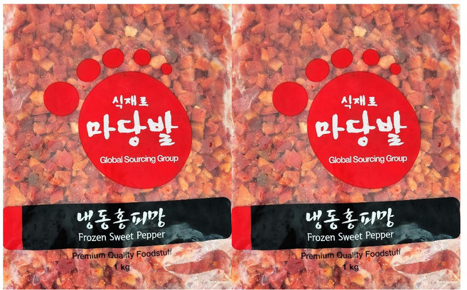 마당발 냉동 홍피망 다이스 1kg, 2개