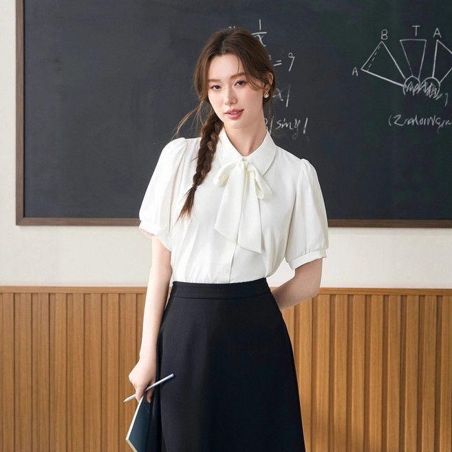 여성 반소매 셔츠 쉬폰 포멀 오피스룩 면접 출근 여름 데일리