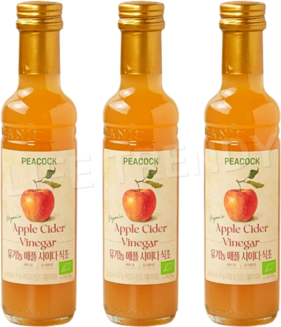 피코크 유기농 애플사이다 식초, 3개, 250ml - 쿠팡