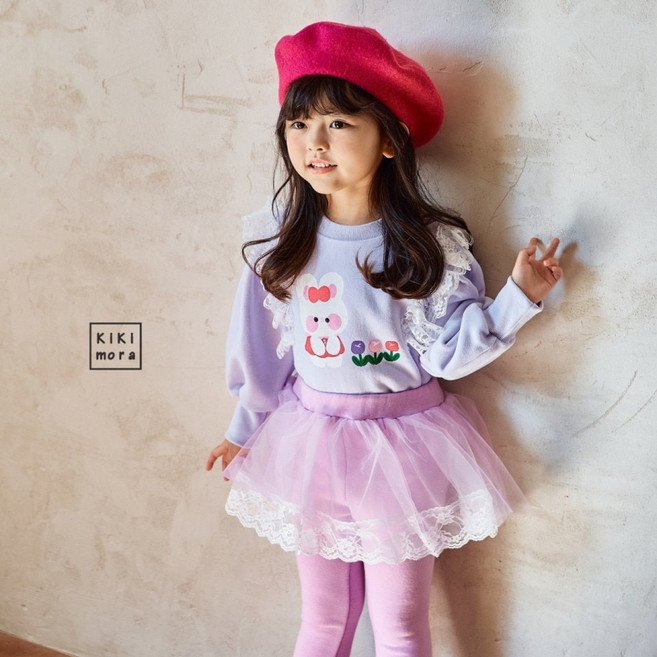 키키모라 키즈 기모 미미래빗 맨투맨 티셔츠 (5호 7호)