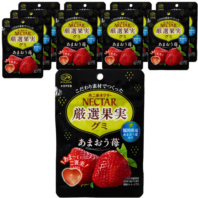 FUJIYA 不二家 Nectar 嚴選果實軟糖 早熟草莓, 10個, 48g