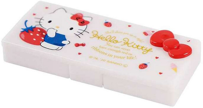 BenF Joy 산리오 휴대용 보관함 소품 케이스 보관함 정리함 면봉 치실 이쑤시개 머리끈 머리핀, 헬로키티, 1개