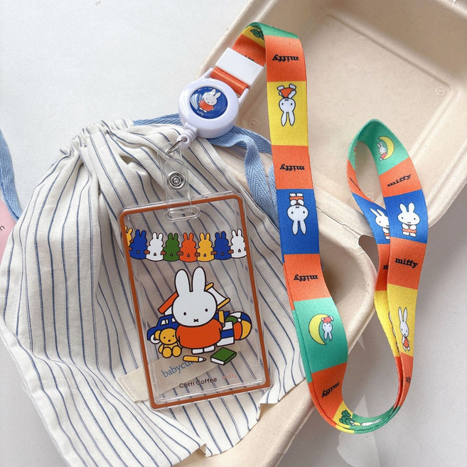 문구보따리 미피 사원증 목걸이 릴홀더 사원증케이스, 1개, 브라운