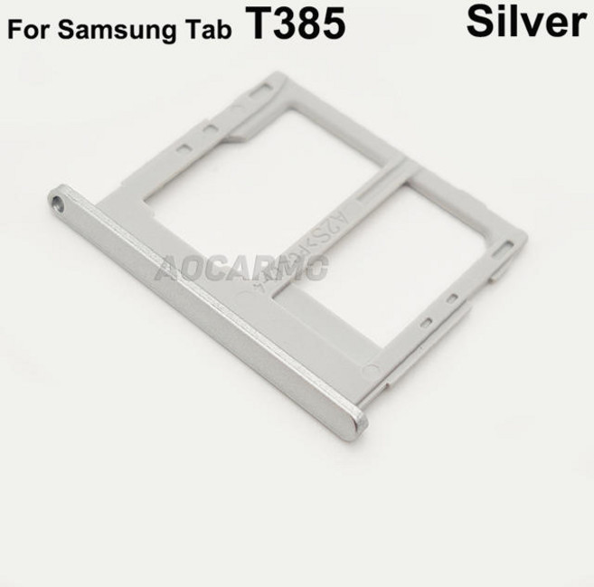 Aocarmo SIM 카드 트레이 슬롯 마이크로 SD 홀더 나노 교체 부품 삼성 호환 갤럭시 호환 탭 T385 T380 (색상-T385 Silver)