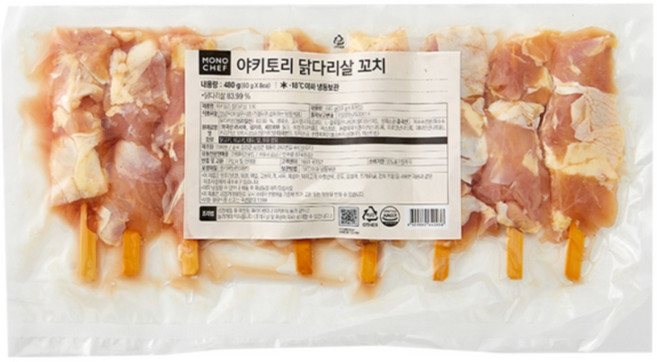 바이오마켓_모노쉐프 야키토리 닭다리살꼬치 480g, 1개