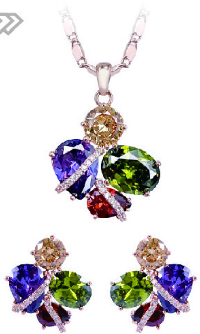 [혜성주얼리] 헤데라 멀티 보석 귀걸이 목걸이 2종