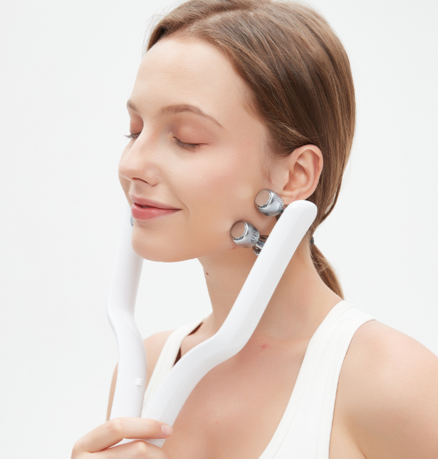 ERAN 페이스 롤러 안마 EMS 얼굴 마사지기 V라인+3세대 업그레이드, 화이트