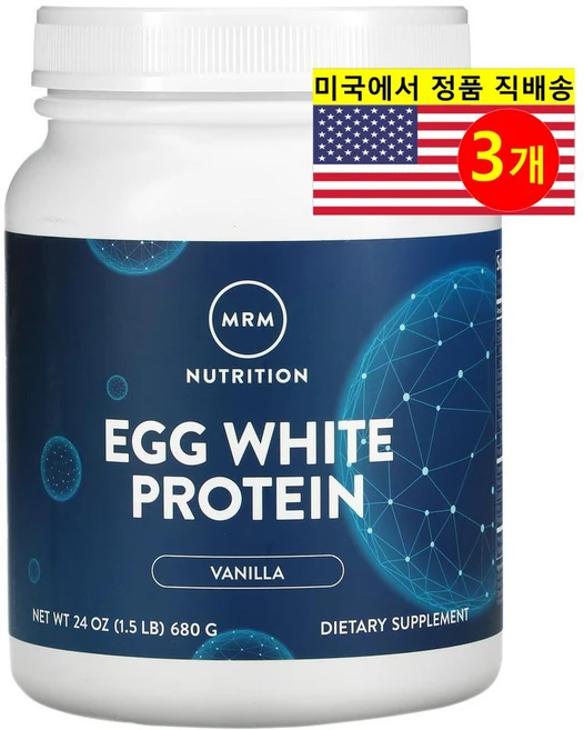 MRM 계란 흰자 단백질 분말 바닐라 맛 680g 3개 - 쿠팡