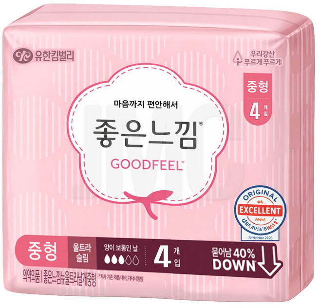 (좋은느낌) 오리지널 울트라슬림 날개, 중형, 4개입, 1개