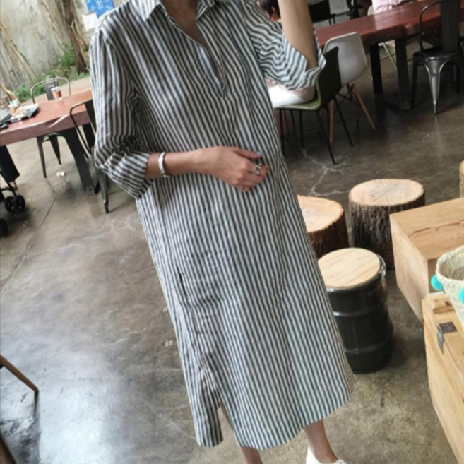 블랑루즈 우먼 스티지 카라 롱 원피스 셔츠