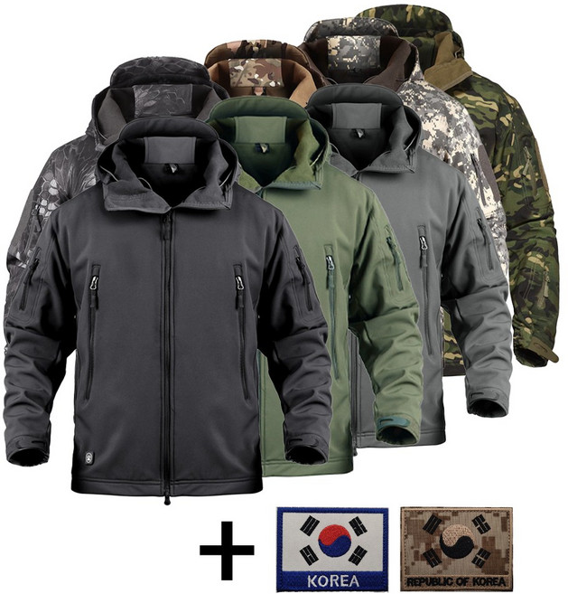 소프트쉘 자켓 방수 방풍 경호복 특수부대 전술복 군인 밀리터리 태극기 패치 증정