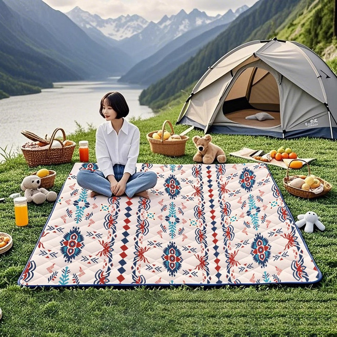 가족 피크닉 매트 휴대용 방수 방습 비치 매트 야외 두꺼운 돗자리 200x200, 스타일 A