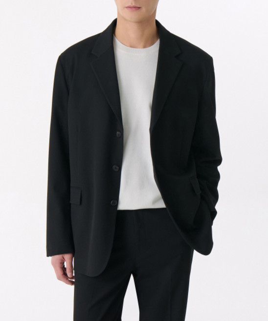 무신사 스탠다드 오버사이즈 3버튼 블레이저 블랙 499336