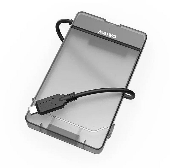 MAIWO 2.5 HDD 인클로저 타입 C USB3.0 외장형 하드 드라이브 케이스 5Gbps SSD 서포트 PC 노트북용 UASP, USB C Black, USB C Black