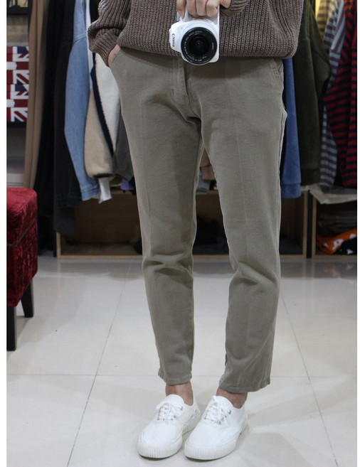 IM 남자 겨울 양기모 반밴딩 면 스판 9부 팬츠 [빅사이즈까지]