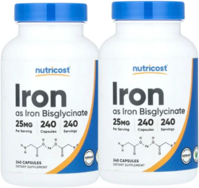 1+1 뉴트리코스트 철분 25mg 캡슐 240정, 2개 - 쿠팡