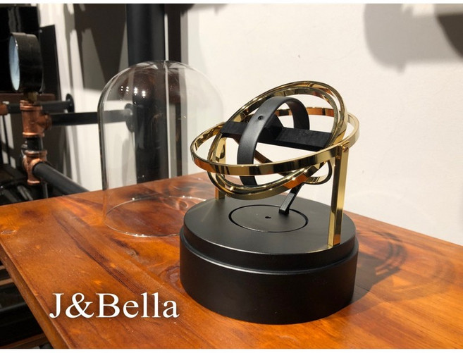 J&Bella 陀螺儀手錶上鍊器 自動搖錶器 靜音展示盒 收藏收納 金色
