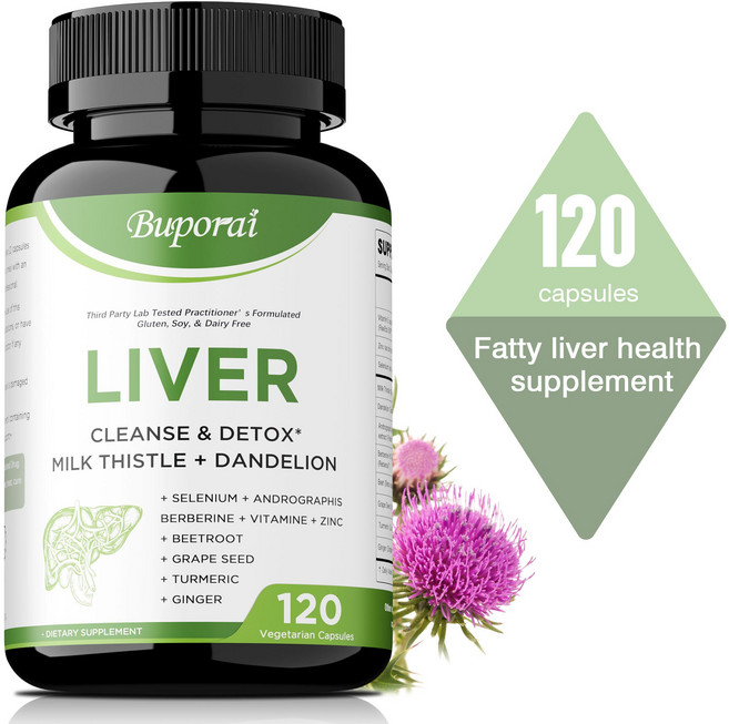 밀크씨슬과 민들레 뿌리를 함유한 간 해독 및 회복 지원 캡슐 | 간 건강을 위한 허브 보충제 | 남녀 공용, 2개, 60정