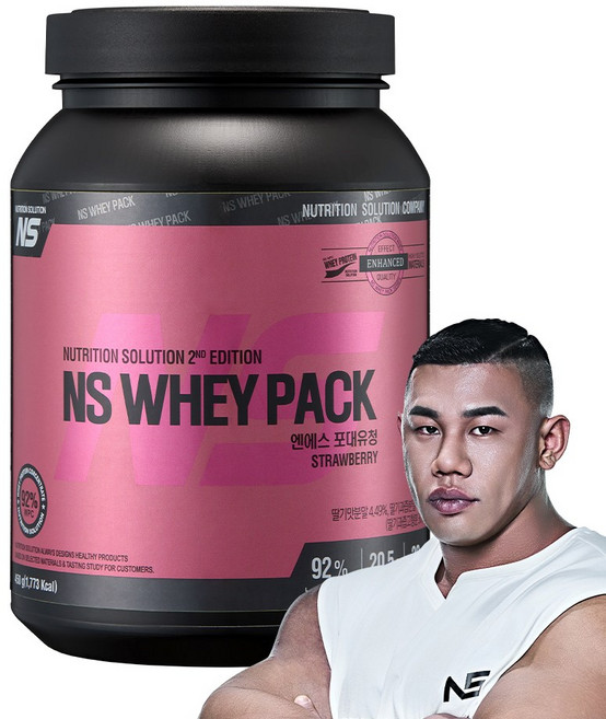 NS포대유청 딸기맛 WPC 93% 분리유청단백질 단백질보충제, 1개, 450g