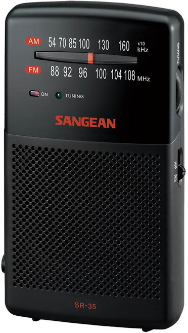 Sangean 산진 SR-35 AM/FM 포켓 아날로그 라디오 블랙