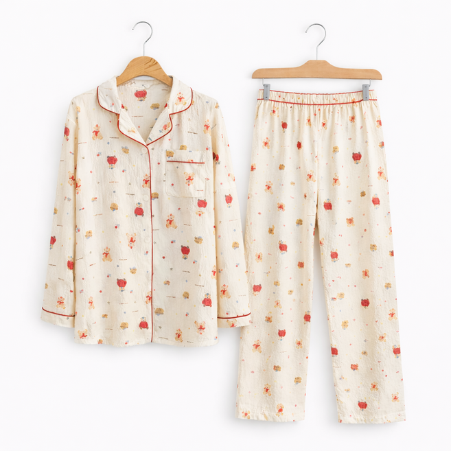 구시브 실내복 파자마 여성 잠옷 세트