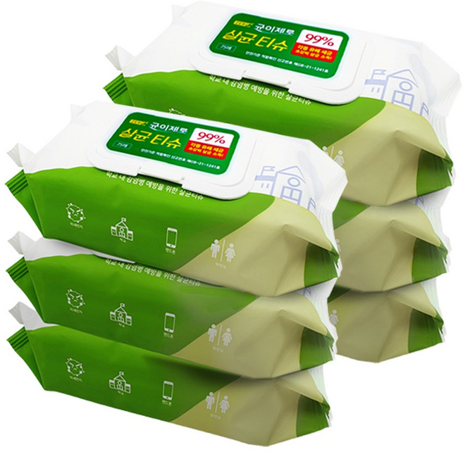 균iZERO 알콜 소독 티슈 아기 소독티슈 주방 알콜 티슈 살균 손소독 물티슈 핸드폰 소독용 에탄올, 6개, 75매입