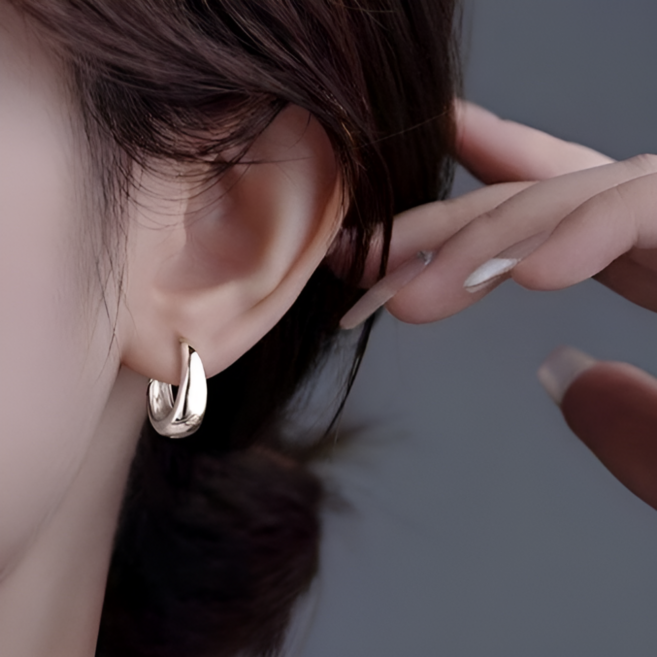 한솔템 여성 은침 실버 링 귀걸이