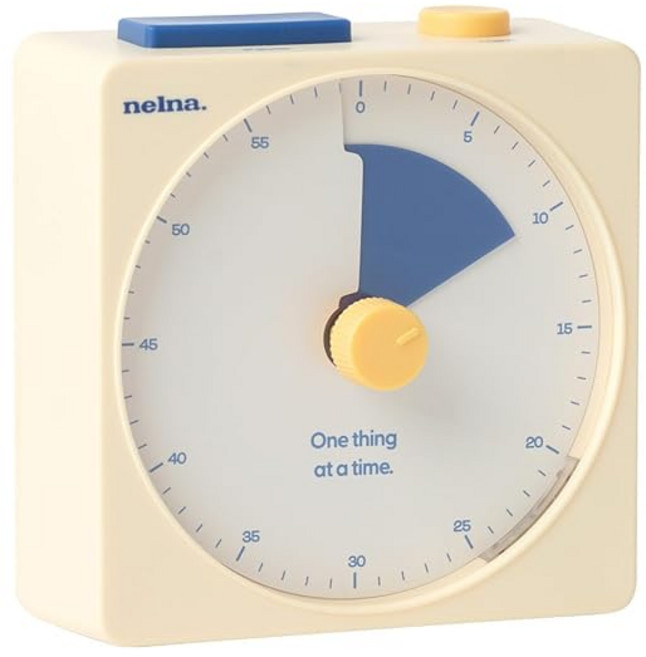 Nelna 포커스 온 타이머 보이는 집중 타이머 돌리기만 하면 되는 간편 조작 무음 모드 라이트 알림 10가지 종류의 알람 북유럽 스타일 디자인 시간 관리 공부 업무용 NA‑TM