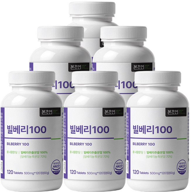 본초연 빌베리 100 식약청HACCP인증, 6개, 120정
