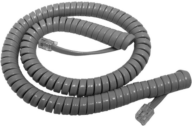 전화 수화기선 스프링선 전화선 꼬임방지기, 1세트, 3m, RJ9 4P4C Grey