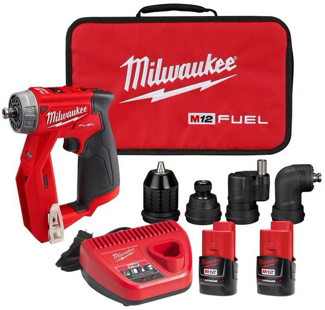 含稅 Milwaukee 美沃奇 米沃奇M12 2505-20無碳刷馬達 多功能 四合1 拆裝機 電鑽 起子機, 1個, 平行輸入美規（2.0x2+充+側翻袋）