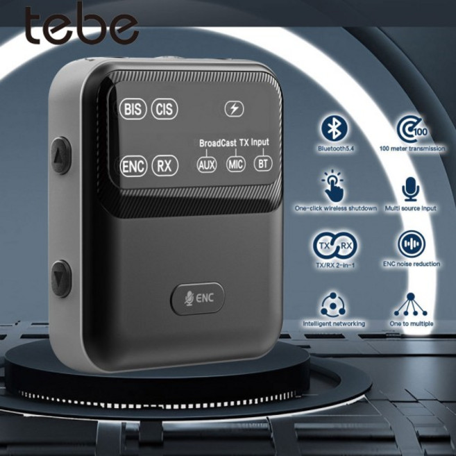 오디오 분배기Tebe AAC LC3 Bluetooth 5.4 오디오 수신기 ENC 무선 방송 어댑터 교회 투어 가이드용 다중, 1개