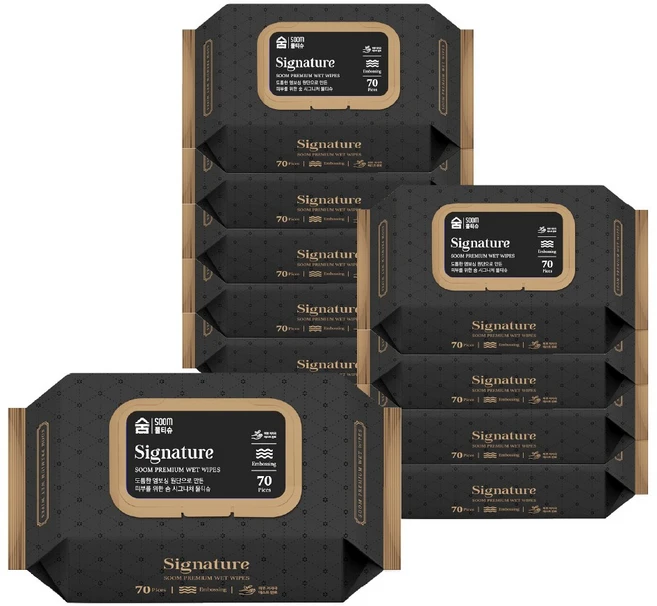 숨 시그니처 물티슈 70매 x 10팩 고평량 63g, 10개 - 쿠팡