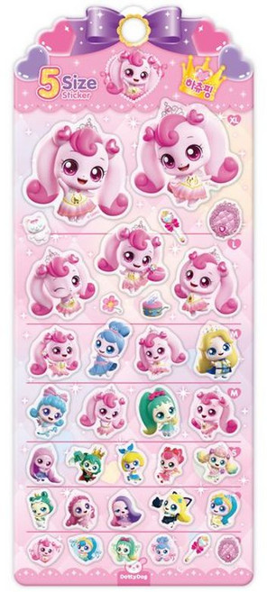 프린세스 캐치!티니핑 5사이즈 스티커 하츄핑, 도티도그