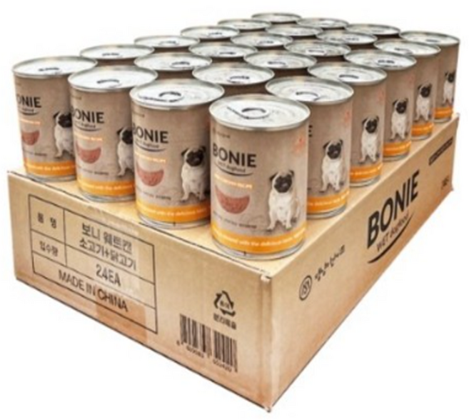 댕냥이라이프 강아지 보니웨트캔 375g, 24개, 소고기 + 닭고기