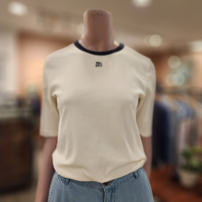 BCBG O BB골지 반팔 티셔츠 _ B4B3X403 13 [IVORY]