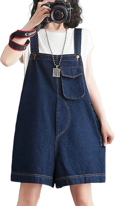 셀럽당 여성 멜빵바지 데님 반바지 여름 얇은 와이드 점프슈트