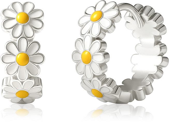 ARIN 실버925 데이지 볼드 원터치 귀걸이 AOD065