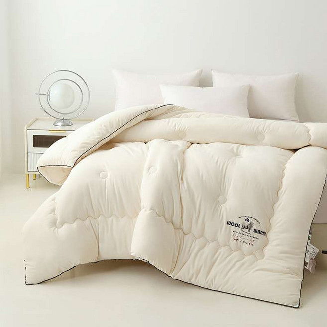 천연양모이불 포근한 겨울용 사계절 침구세트 호텔식 고급스러운 포근함 따뜻함, 호주 수입 양모 이불 - 화이트