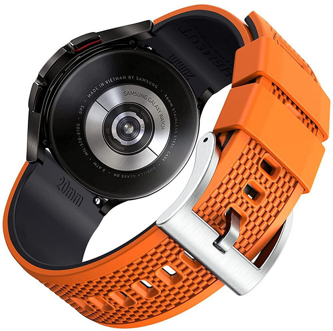 삼성 갤럭시 워치 6 5 프로 4 3 기어 S3 S2 액티브 2용 20mm 퀵 릴리즈 시계 밴드 Amazfit 어메이즈핏 GTS 미니 2 2e Bip Pro U Lite S L, 오렌지/블랙